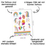 Metallic Tattoos - Einhorn & Regenbogen