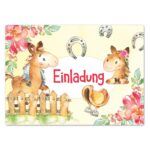 12 Einladungskarten zum Geburtstag – Pferde