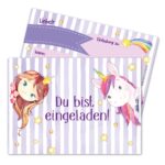 12 Einladungskarten zum Geburtstag – Fee und Einhorn