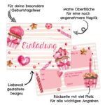12 Einladungskarten zum Geburtstag – Törtchen rosa