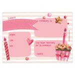 12 Einladungskarten zum Geburtstag – Törtchen rosa