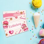 12 Einladungskarten zum Geburtstag – Törtchen rosa