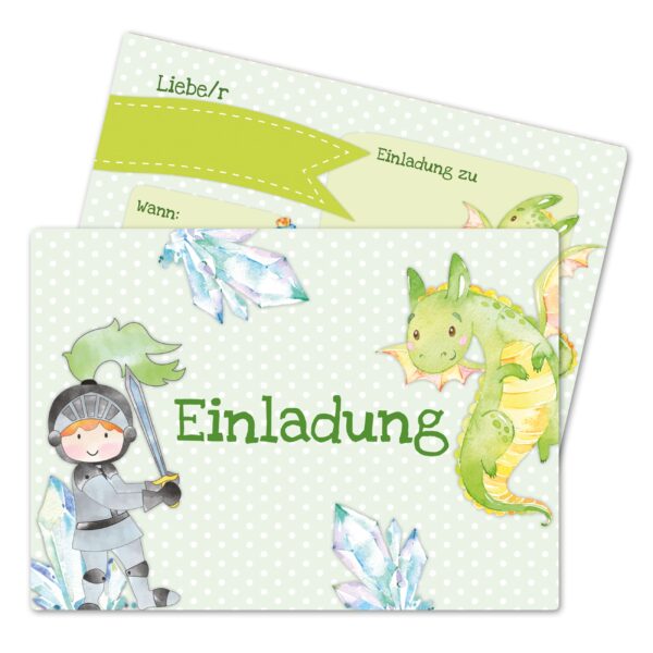 12 Einladungskarten zum Geburtstag &ndash; Ritter