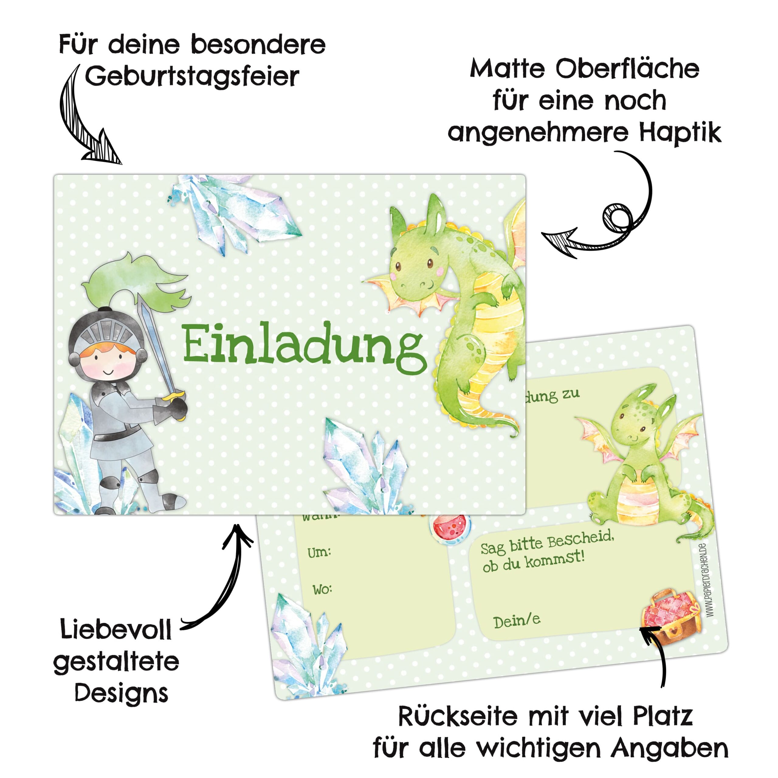 12 Einladungskarten zum Geburtstag – Ritter