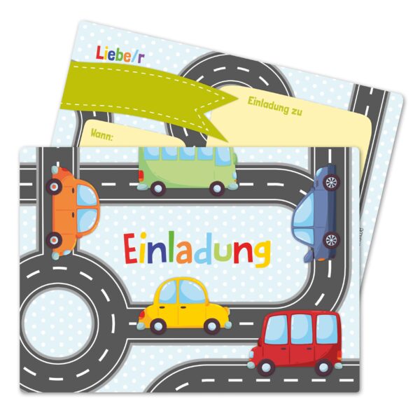12 Einladungskarten zum Geburtstag &ndash; Autos