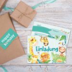 12 Einladungskarten zum Geburtstag – Afrika Tiere