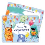 12 Einladungskarten zum Geburtstag – Monster