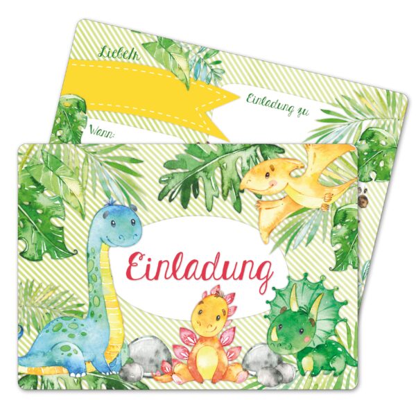 12 Einladungskarten zum Geburtstag &ndash; Dinos