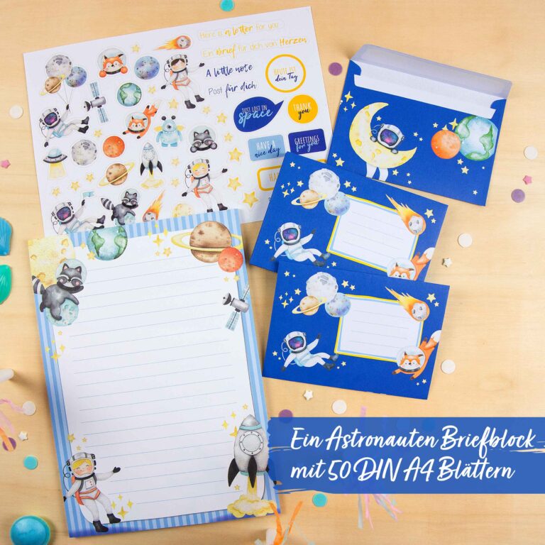 Briefblock Set - Astronauten - Set 4