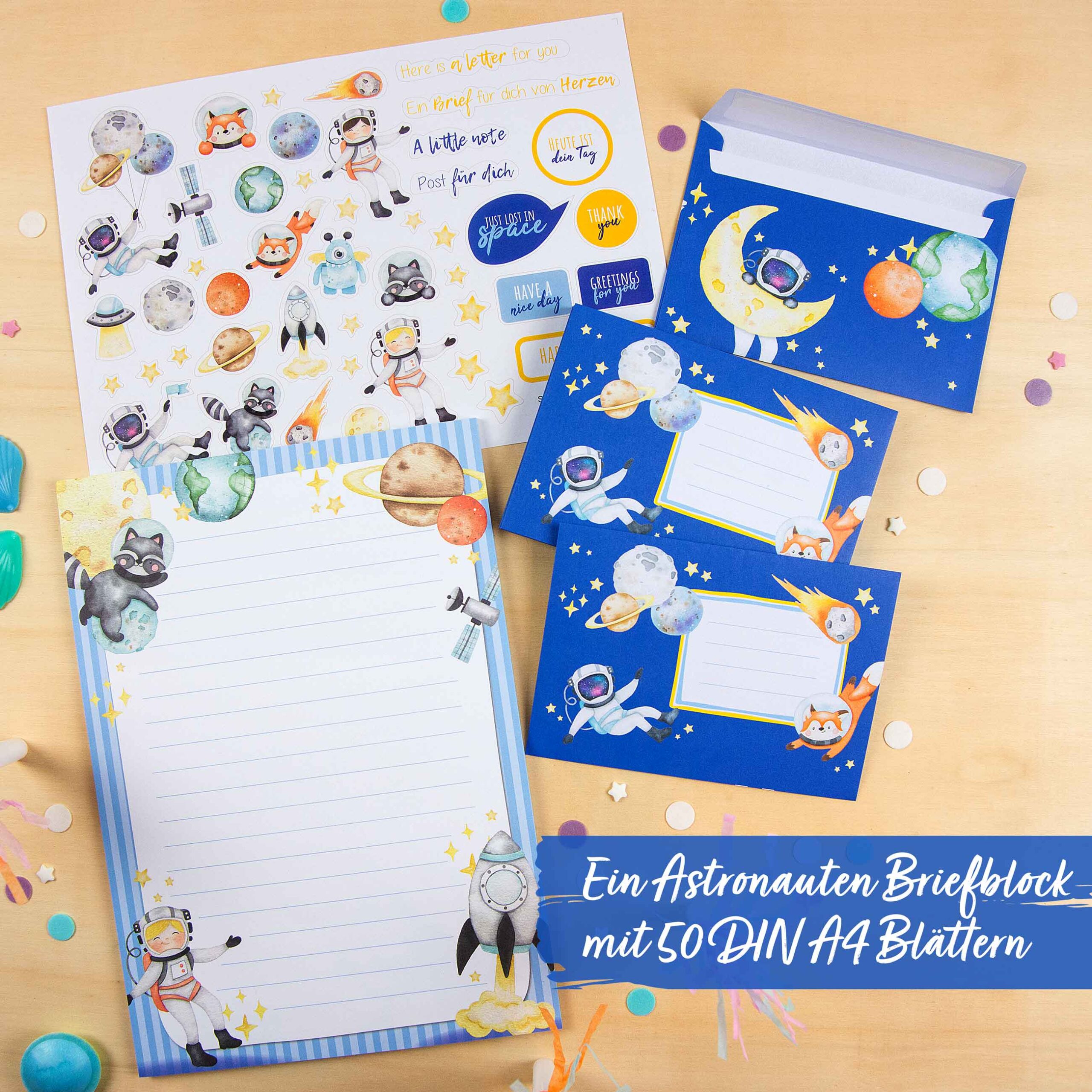 Briefblock Set - Astronauten - Set 4