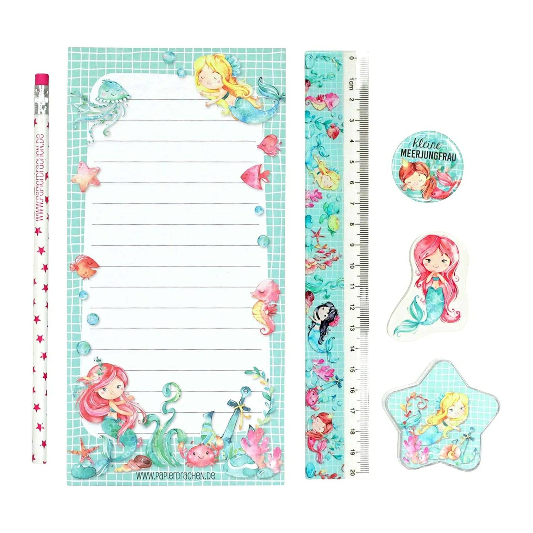 PAPD-006-001_001 6-teiliges Schreibset - Meerjungfrau – Bild 1