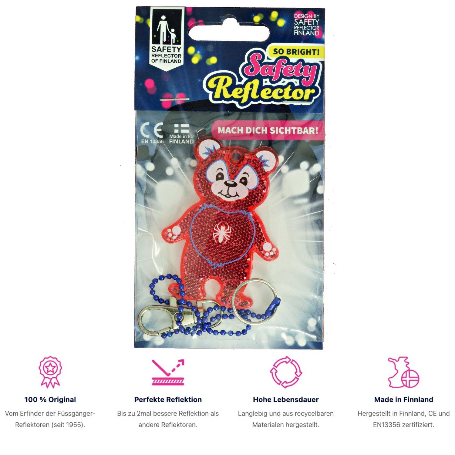 SoBright! Reflektor Superheld Bär (rot)