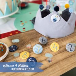 Geburtstagskrone Musselin - Blau-Grau – Bild 4