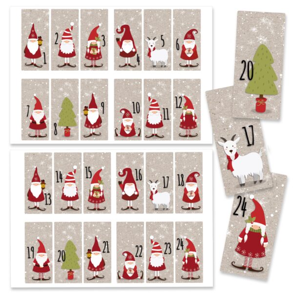 24 Adventskalender Zahlenaufkleber – Nikoläuse Nr62
