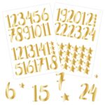 24 Adventskalender Zahlenaufkleber – gold Nr70