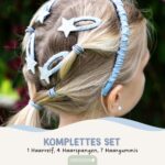 Musselin Haar-Accessoires Set – Hellblau – Bild 3