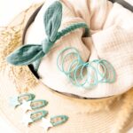 Musselin Haar-Accessoires Set – Petrol – Bild 5