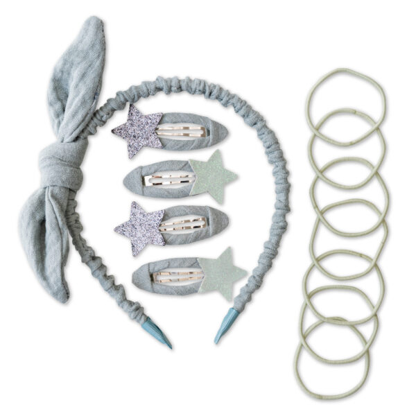 Musselin Haar-Accessoires Set – Salbei