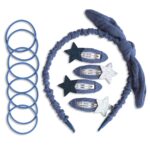 Musselin Haar-Accessoires Set – Dunkelblau