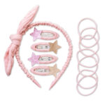 Musselin Haar-Accessoires Set – Rosa