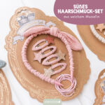 Musselin Haar-Accessoires Set – Rosa – Bild 2
