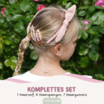 Musselin Haar-Accessoires Set – Rosa – Bild 3