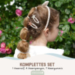 Musselin Haar-Accessoires Set – Beige – Bild 3
