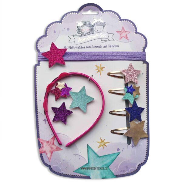 Haarschmuck Set – Haarreif mit Patches – Sterne