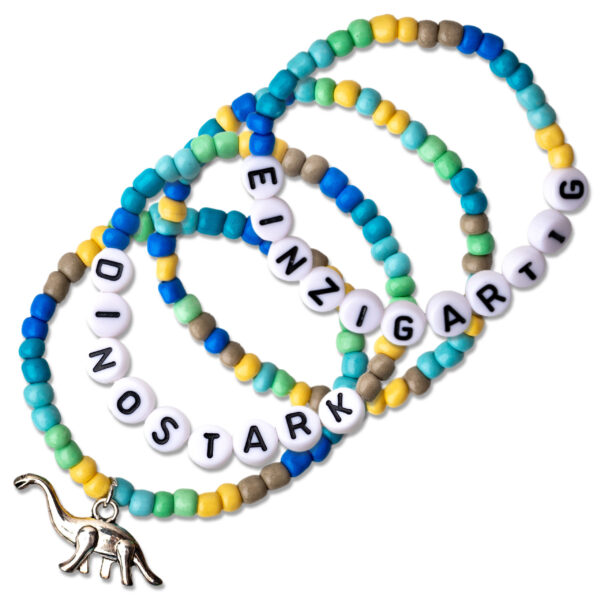 4 Perlenarmbänder – DINOSTARK und EINZIGARTIG