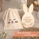 2 Ostersäckchen Canvas mit Holzcutouts Set 01 – Bild 4