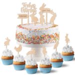 Kuchenstecker aus Holz mit Pompons Set 01