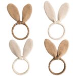4 Serviettenringe Ostern Musselin Natur Hasenohren Set 03