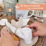4 Serviettenringe Ostern Musselin Natur Hasenohren Set 03 – Bild 3