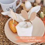 4 Serviettenringe Ostern Musselin Natur Hasenohren Set 03 – Bild 4