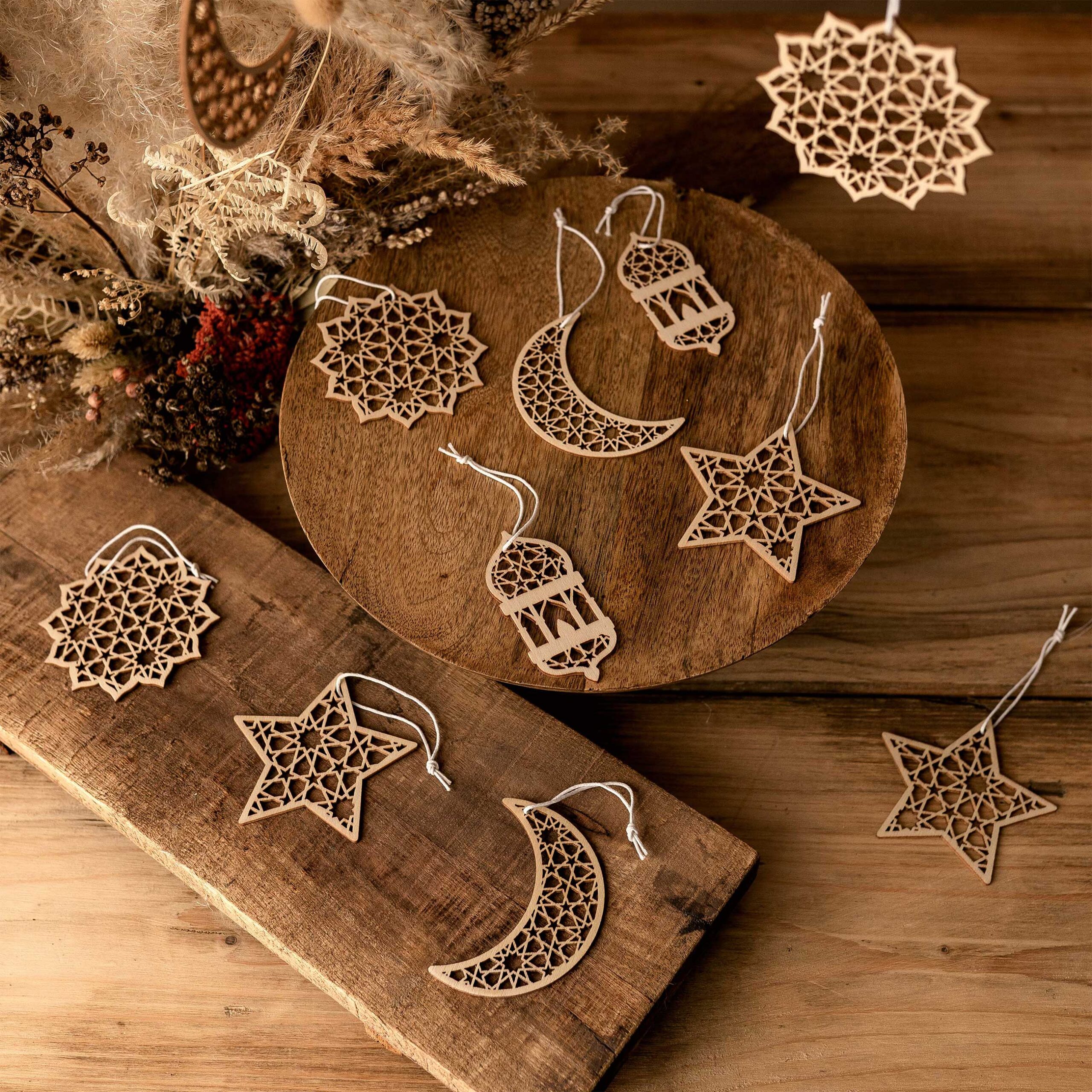 12 Holz Anhänger für Ramadan