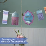 Girlande Ramadan – Farbenfrohe Motive mit Goldfolierung