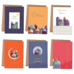 6 Ramadan Klappkarten Colourful goldfoliert
