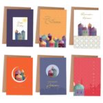 6 Ramadan Klappkarten Colourful goldfoliert