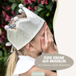 Musselinkrone mit goldenen Akzenten- Beige – Bild 2