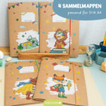 4 Mappen mit Gummiband A4 Superhelden Tiere - Set 14