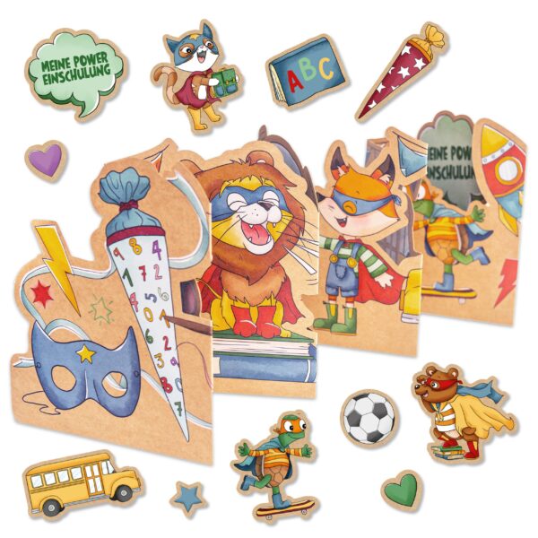 Tischdeko Set Schule Superhelden Tiere - Set 5