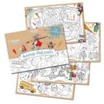 Ausmal Platzsets Schule Superhelden Tiere - Set 02