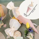 Schultüte Musselin Rosa Gelb mit Holzanhänger Pastell - Set 01 – Bild 3