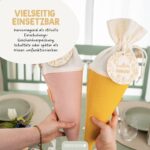 Schultüte Musselin Rosa Gelb mit Holzanhänger Pastell - Set 01 – Bild 5