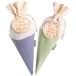 Schultüten Musselin mit Holzanhänger - Blau Mint