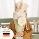 Schultüten Musselin mit Holzanhänger - Blau Mint – Bild 5