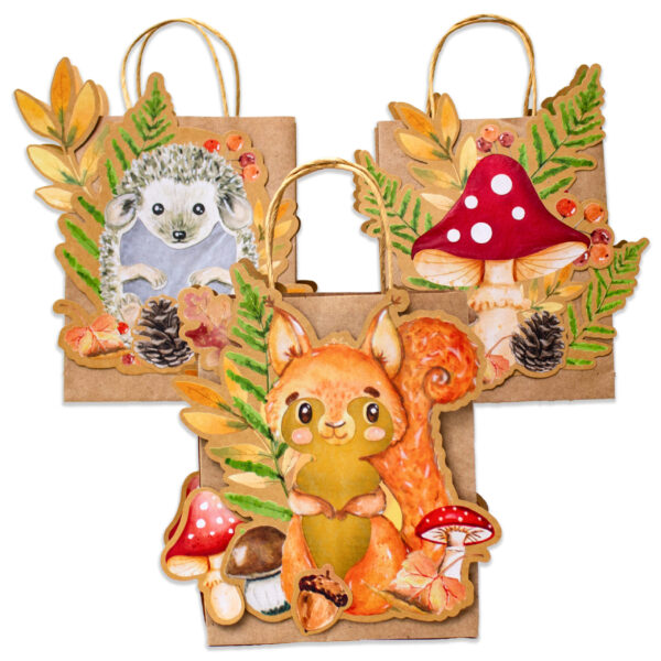 3 Laternen Waldtiere aquarell - Set 6