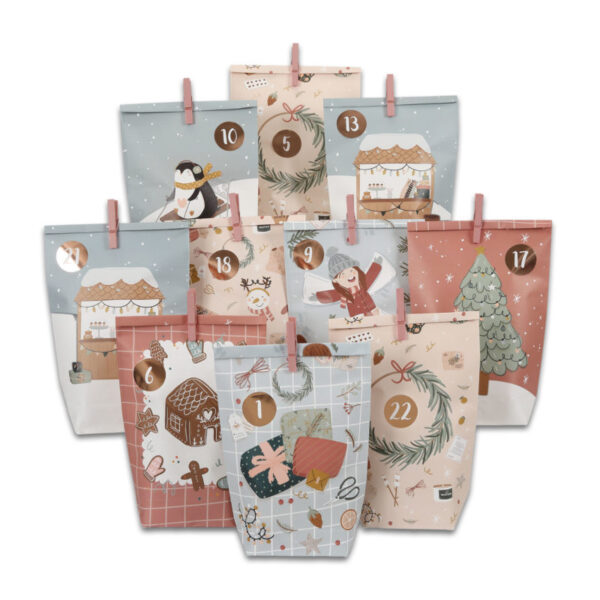 Adventskalender mit bedruckten T&uuml;ten &ndash; Eisblau
