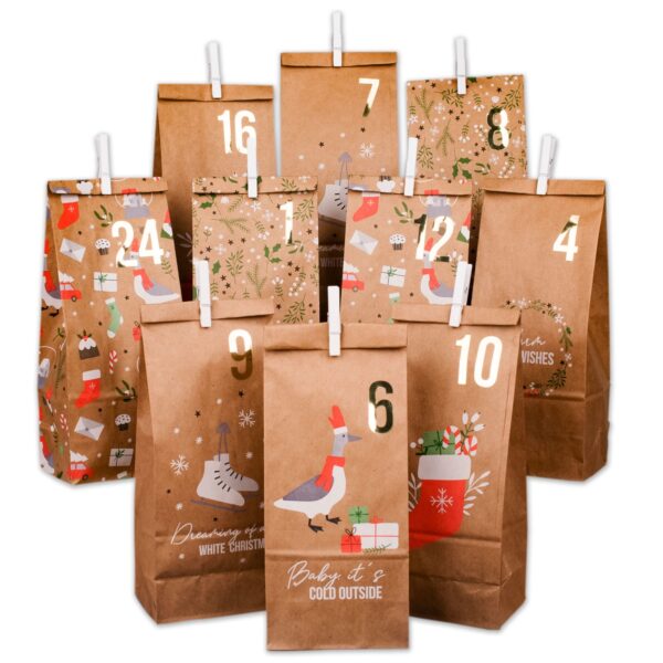 Adventskalender mit bedruckten T&uuml;ten &ndash; Christmas