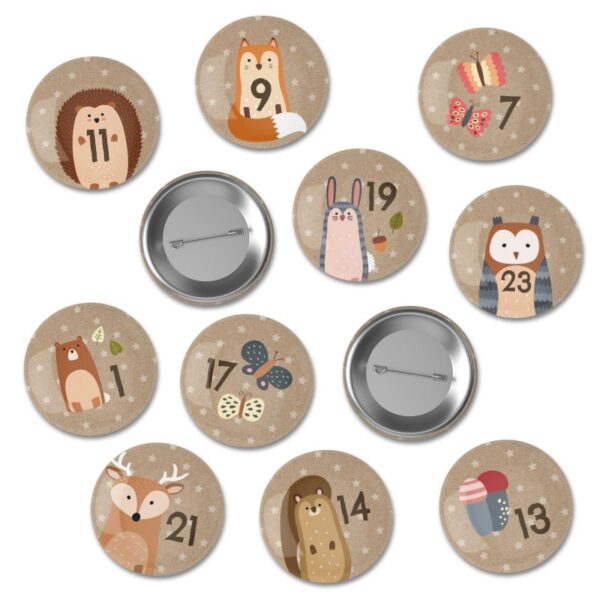 Button Adventskalender - waldtiere - Set 7